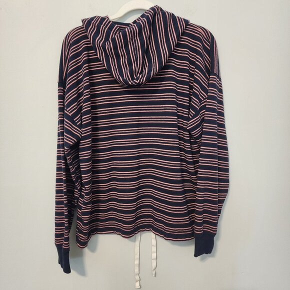 J.Crew sz L women drawstring hoodie stripes front pocket - Picture 8 of 12